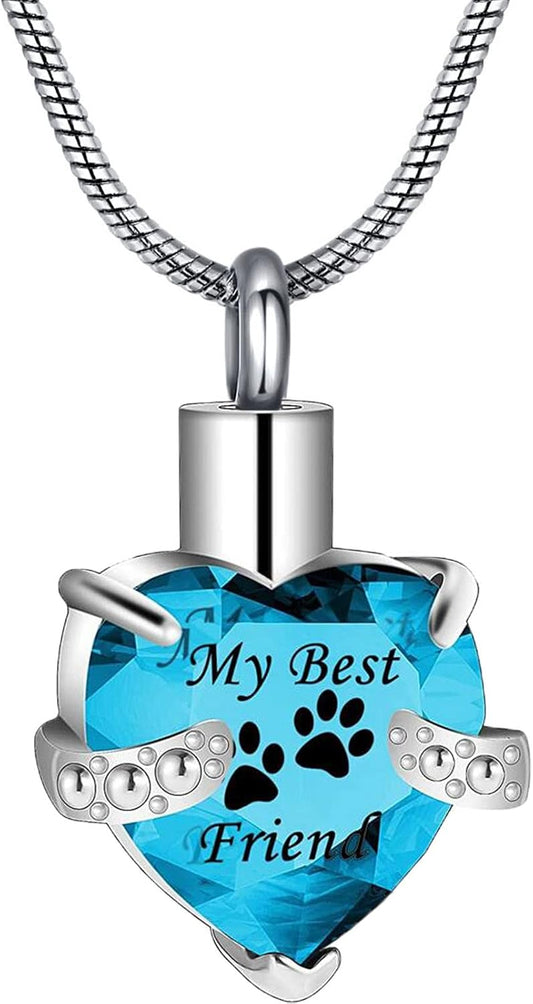 Cremation Jewelry for Ashes for Dog Cat Waterproof Pet Memorial Urn Pendant Necklace for Ashes