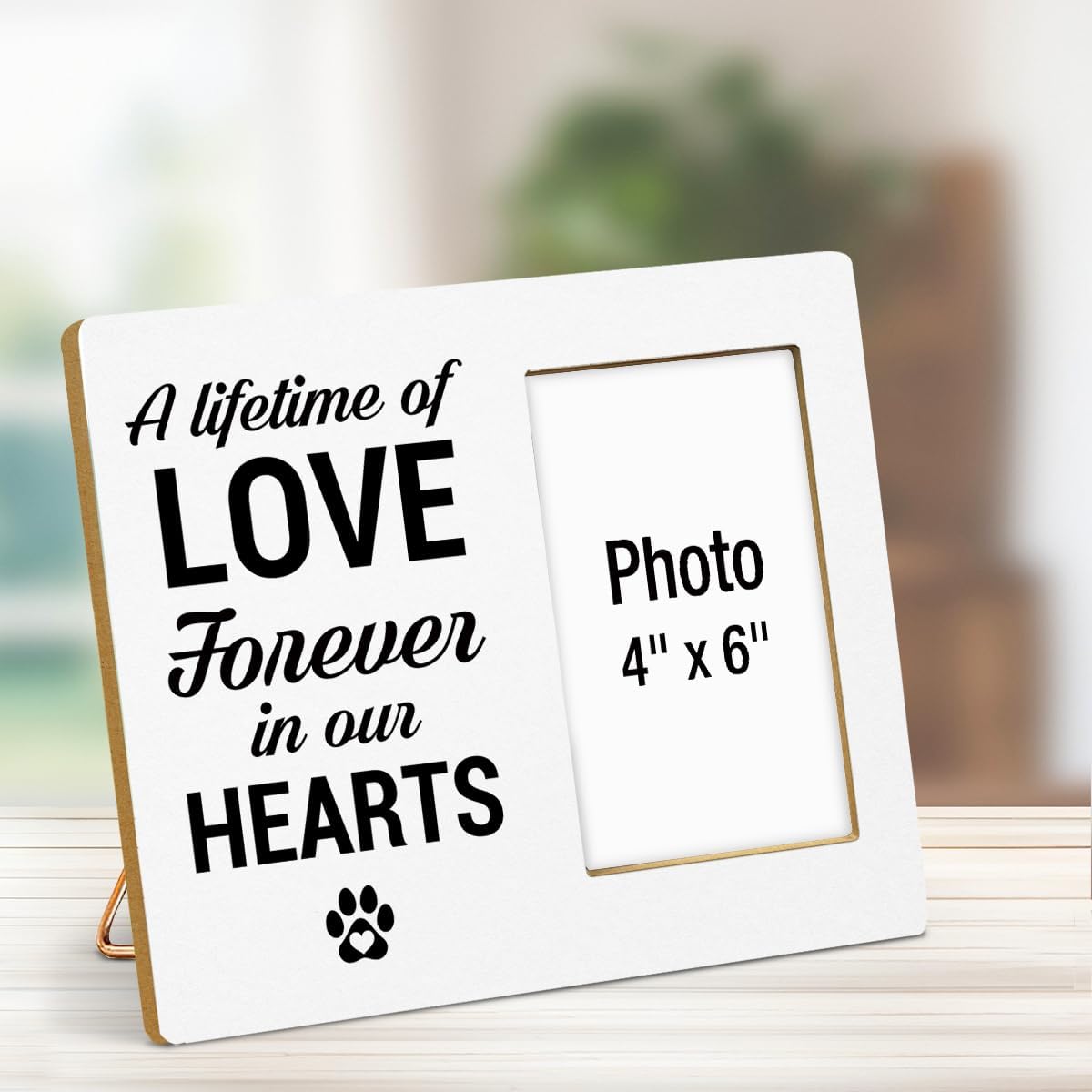 Dog Memorial Gifts for Loss of Dog Picture Frame, Pet Memorial Gifts for Dogs, Sympathy Gift for Cat Pet Lovers, A Lifetime of Love Forever in Our Hearts Wood Photo Frames, 4 x 6 Inch Photo