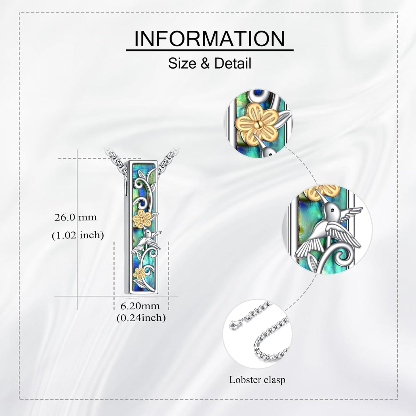 Urn Necklaces for Ashes Sterling Silver 3D Vertical Bar Memorial Pendant for Loved Ones Keepsake Cremation Jewelry Gifts for Women Men