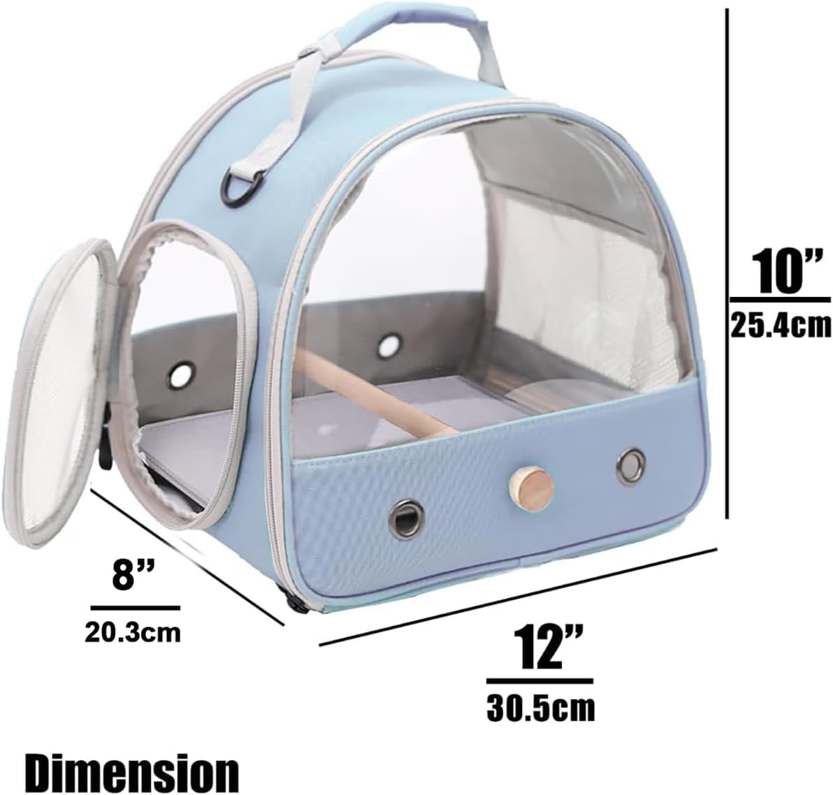 Bird Travel Carrier, Portable Small Bird Parrot Parakeet Carrier with Standing Perch, Side Access Window Collapsible