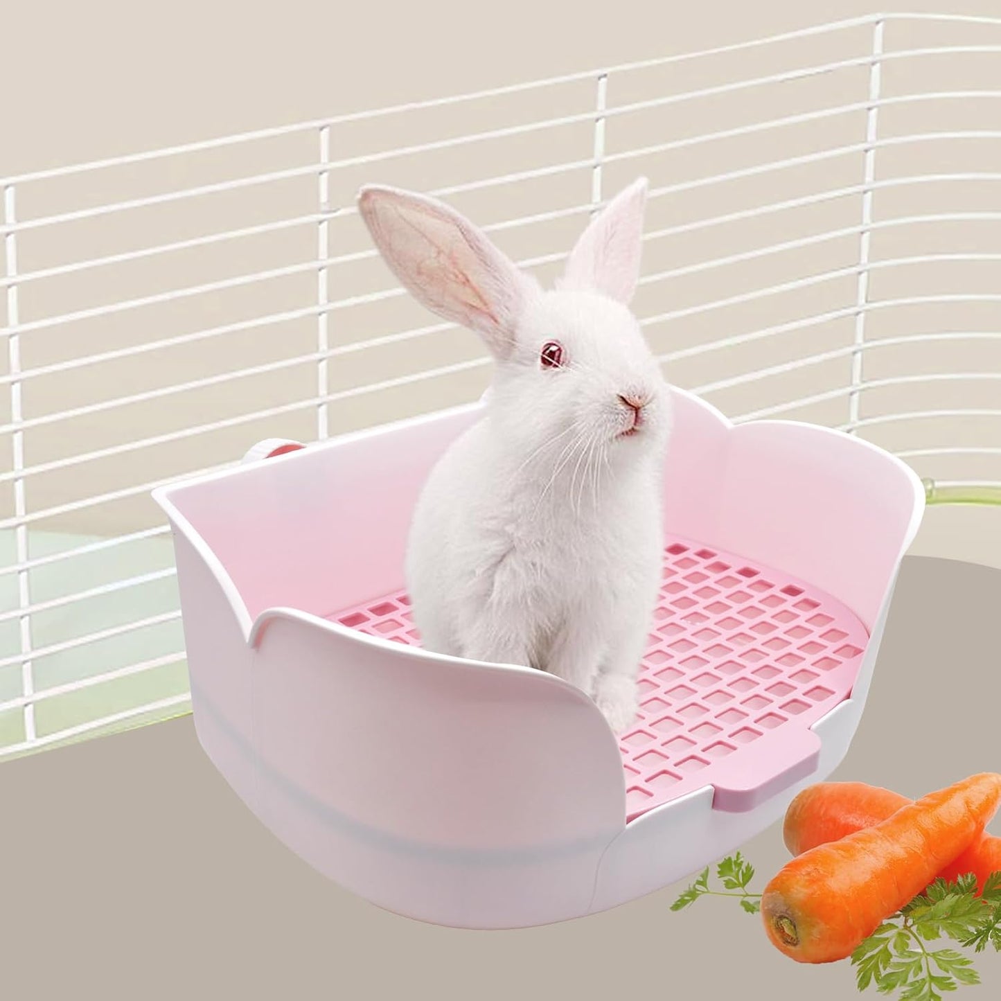 15.1"X11.0" Large Rabbit Litter Box,Plastic Square Rabbits Potty Trainer with Bigger Pan Bunny Corner Toilet Box with Small Animal Disposable Liner for Guinea Pigs Hamster Chinchilla(Purple)