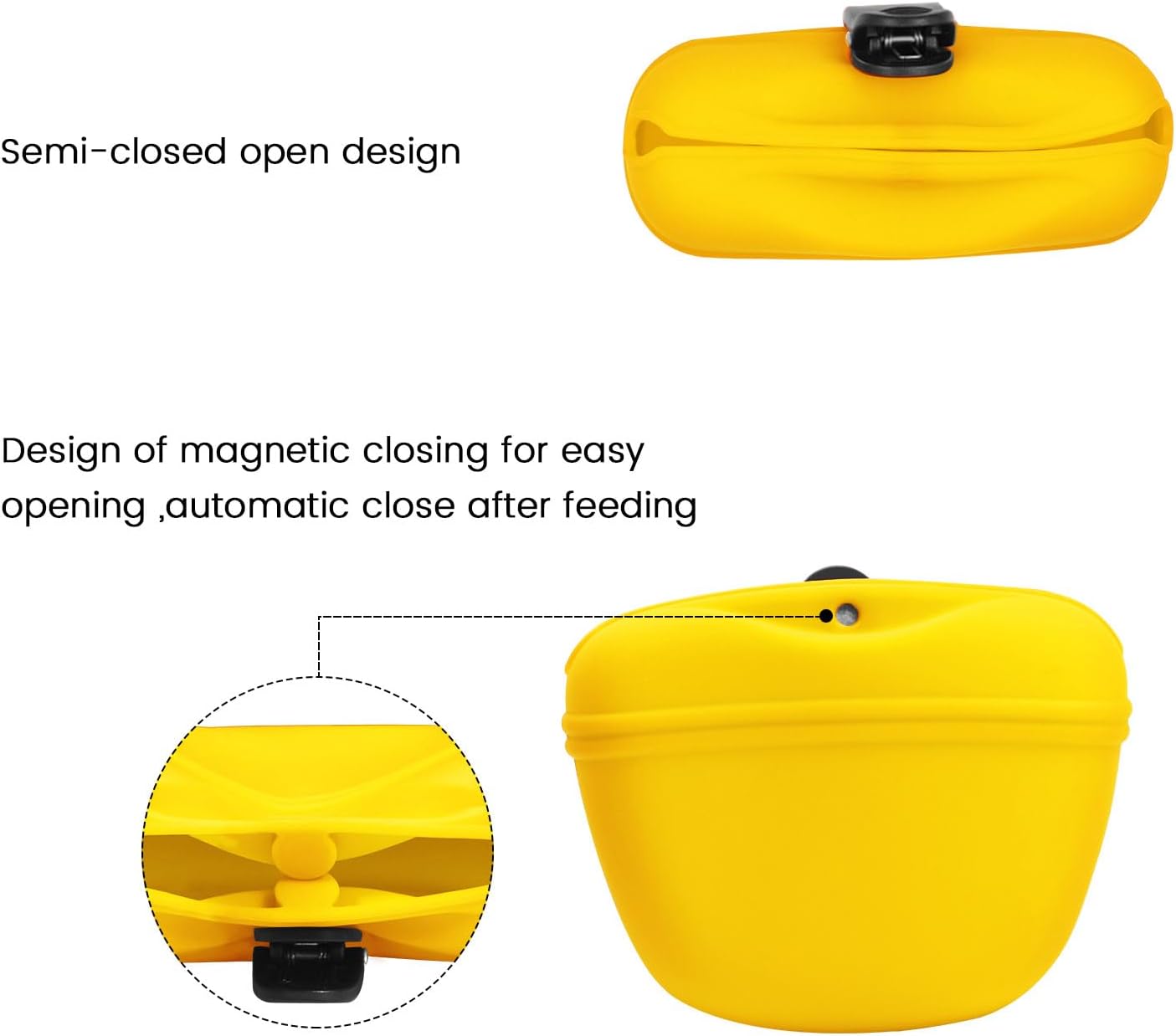 AUDWUD Silicone Dog Treat Pouch,Clip on Portable Training Container,Convenient Magnetic Buckle Closing and Waist Clip,No BPA