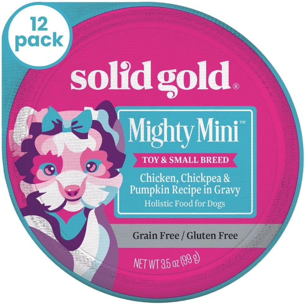 Solid Gold Wet Dog Food for Small Dogs - Grain Free Small Dog Food Wet Recipe w/Chicken, Superfoods & Vitamins for Gut Health & Immune Support - for Puppies, Adult & Senior Breeds - 12ct 3.5oz Cups