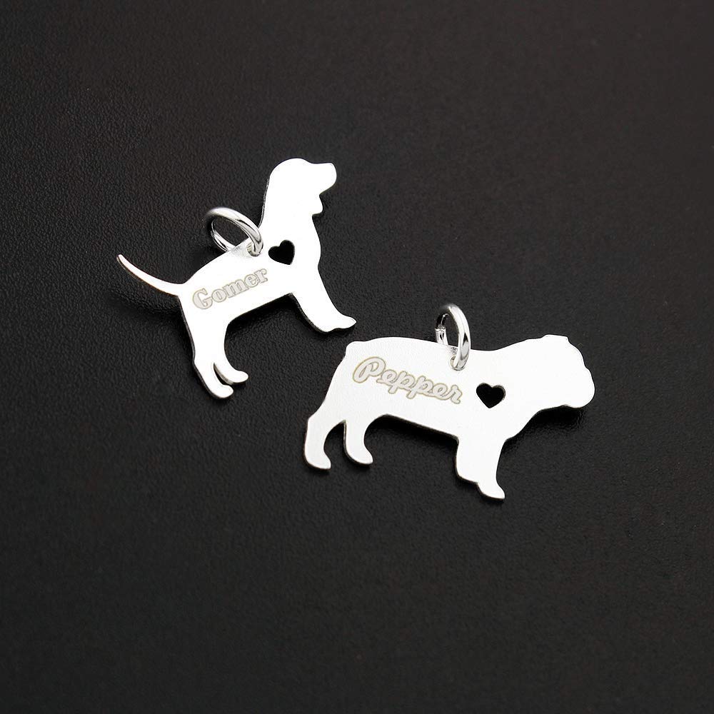 Labrador Retriever engarvable necklace sterling silver dog breeds pendant w/Heart - Love Pet Jewelry Italian chain Women Best Cute Gift Personalized memory gift - Lab 4