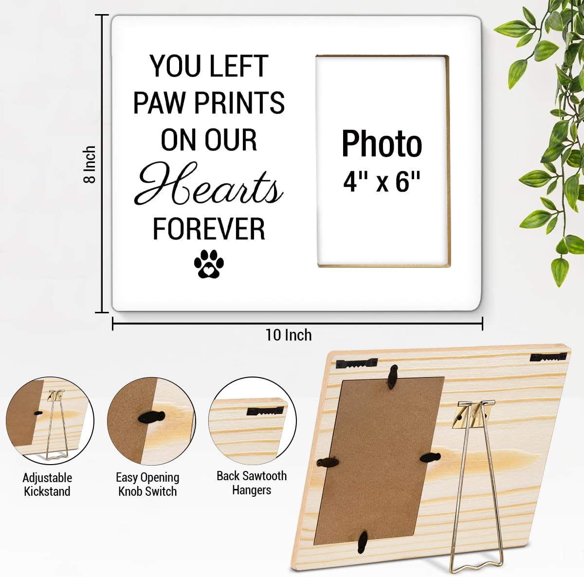 Pet Memorial Gift Picture Frame, Dog Memorial Gifts for Loss of Dog, Sympathy Gifts for Dogs, Cat Pet Bereavement Remembrance Gift Wood Photo Frames, 4 x 6 Inch Photo