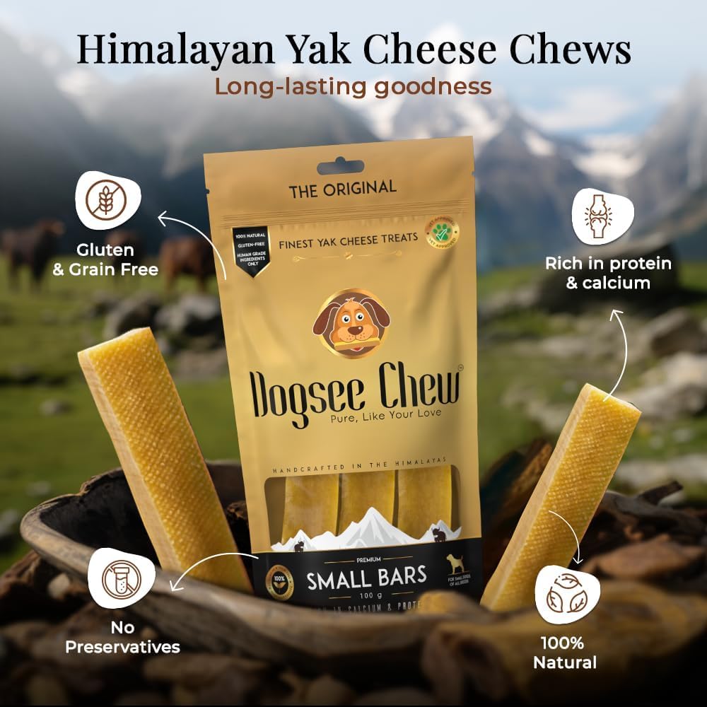 Dogsee Original Himalayan Yak Cheese Dog Chews (Small - 3 Bars) | Fights Plaque and Tartar| Yak Chews for Small Dogs | Rawhide Free | Easily Digestible Dog Treats