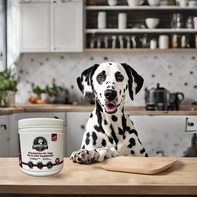 AdvancedPUP Hip and Joint Supplement - Effective Chondroitin MSM & Turmeric for Dogs - Dog Hip & Joint Care to Heal Dog Joint Stiffness & inflammation - Natural Glucosamine Supplement Tasty Bacon 90CT