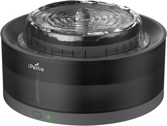 iPettie Cake Dog Water Fountain, 8L/2.1Gal Large Capacity Automatic Dispenser, Wireless Pump Filtered Waterer Purifier with BPA-Free Stainless Steel Bowls, Dishwasher Safe, Grey