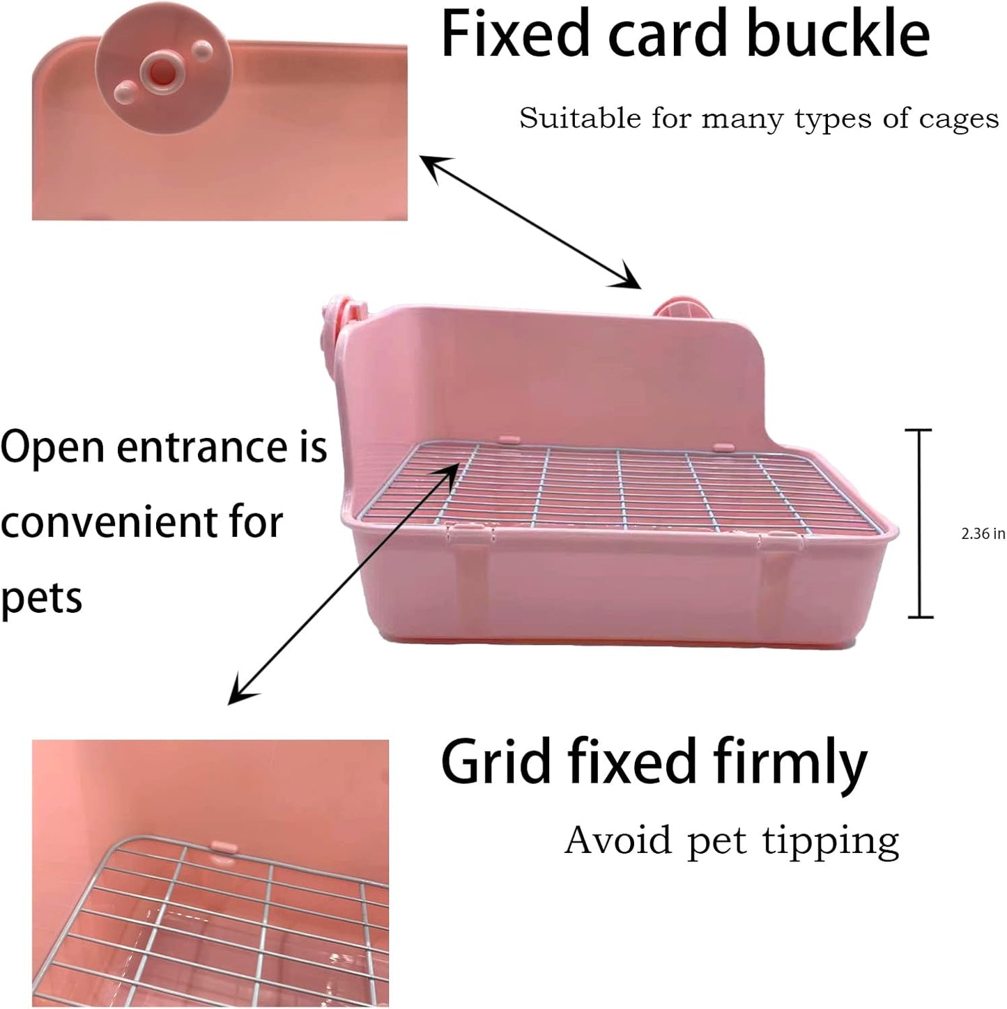 11Pcs Rabbit Litter Box Toilet,Bunny Corner Litter Bedding Plastic Square Grate Guinea Pig Bunny Ferret Hamster Hedgehog, Potty Trainer Bedding Box for Guinea Pig Ferret Hamster Hedgehog (Pink)