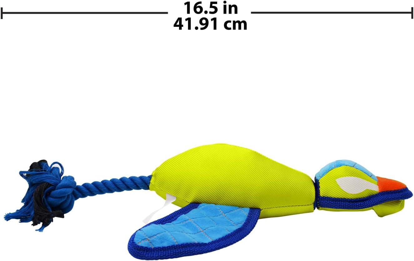 Nerf Dog 16.5in Nylon Ultraplush Crinkle Wing Launching Duck Dog Toy - Green/Light Blue