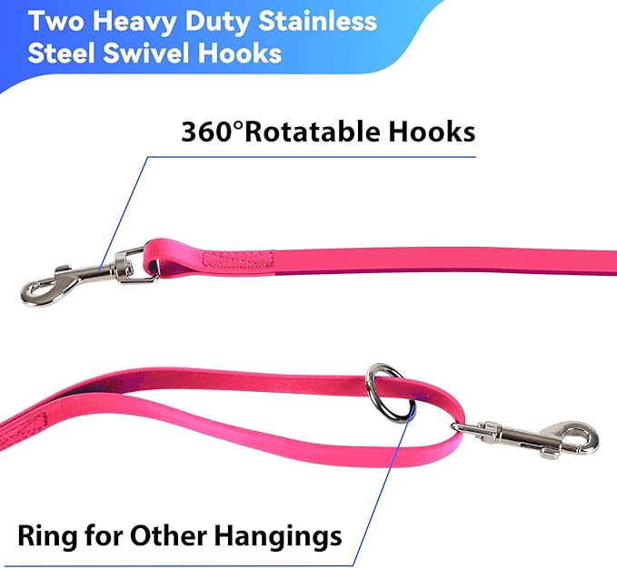 Waterproof Long Leash for Dogs Training 16FT/30FT/50FT, Long Dog Leash Heavy Duty Lead for Large Medium Small Dogs Outside Walking, Playing, Camping, or Yard(Pink 50FT)