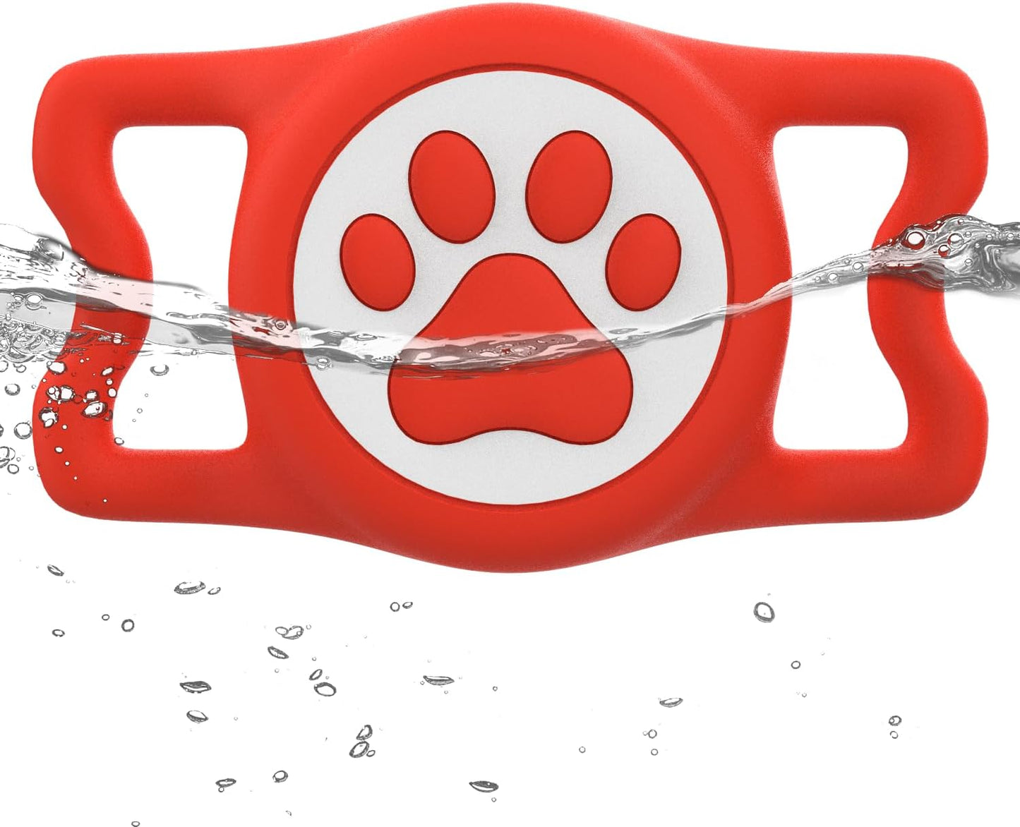 IP68 Waterpoof Dog Airtag Holder, Stretchy Silicone Full Body Covered Apple Air Tag Holder for Dog Cat Collar Fit All Width Collar (Red, 1 Pack)