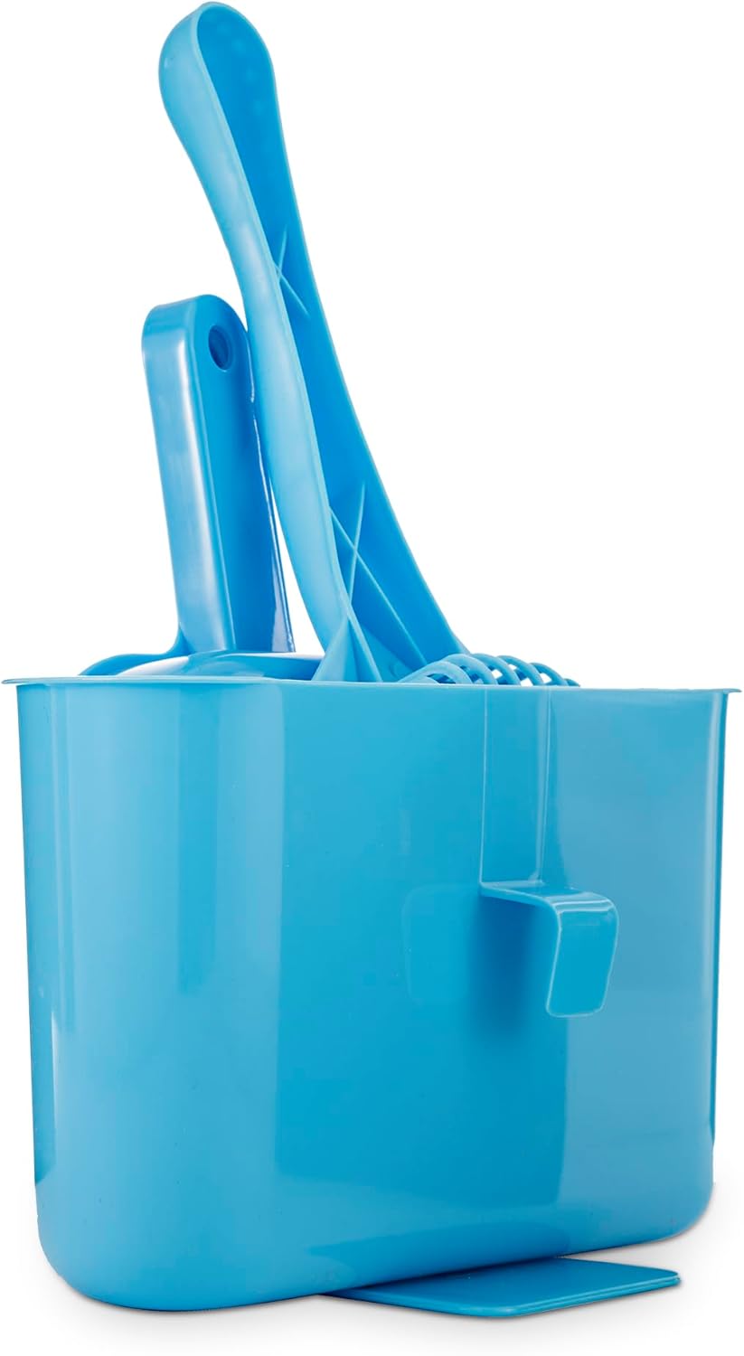 Fresh Step 4 in 1 Deluxe Cat Litter Cleanup Kit - Kitty Litter Cleaning Supplies Includes Cat Scoop, Dust Pan, Broom, and Caddy for Easy Clean Up