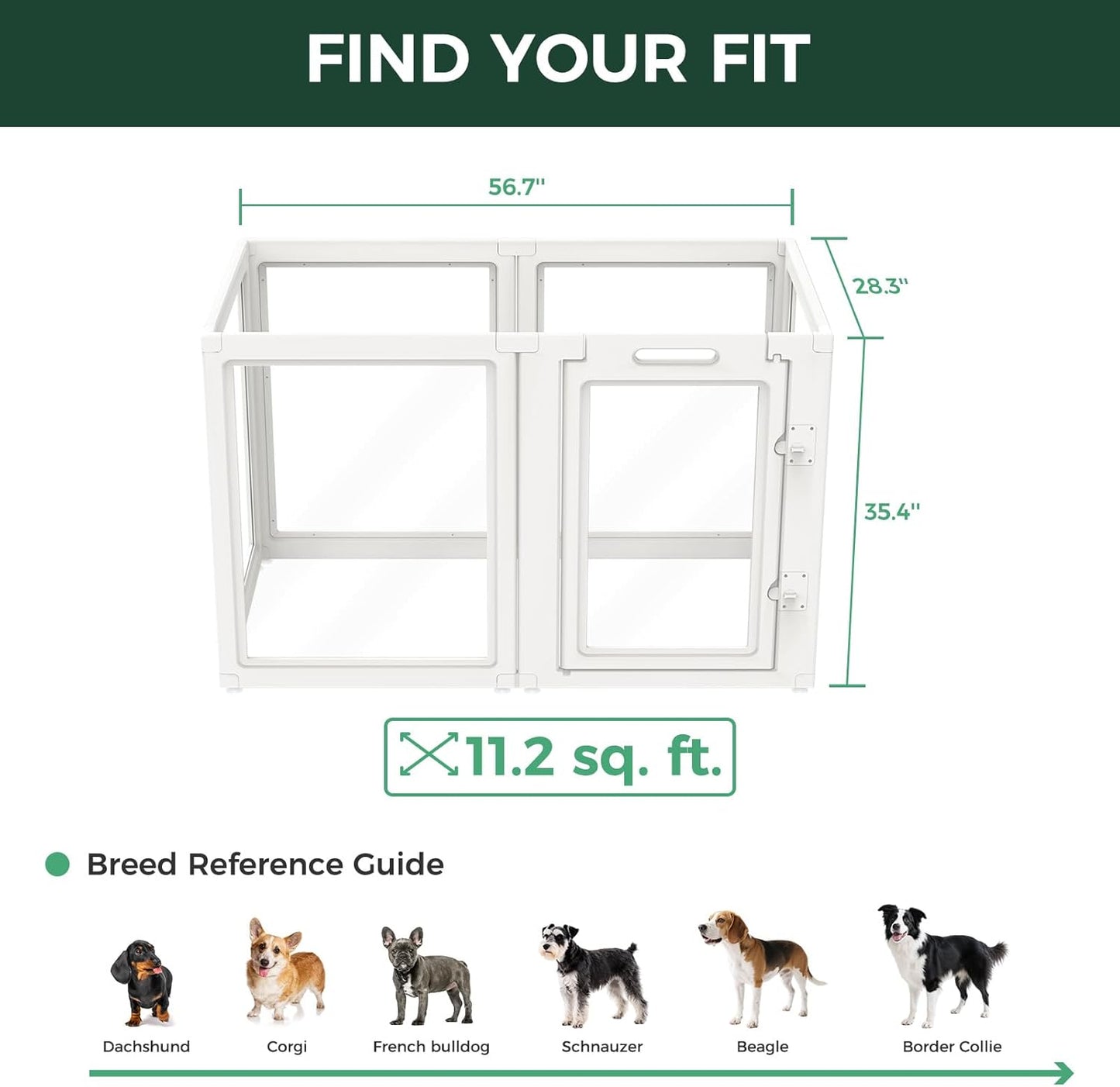 FXW AuraSpace Acrylic Indoor Dog Playpen for Medium Dogs, 35 Inch, 6 Panels, White