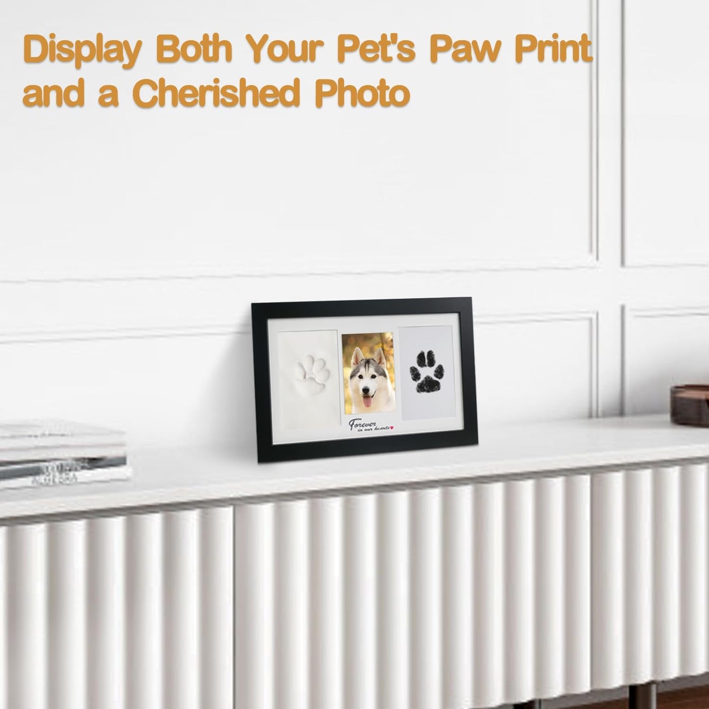 Dog Paw Print Kit with Frame, Paw Print Stamp Pad and Paw Print Clay, Paw Print Impression Kit with Customization Tool, DIY Memorial Gifts for Dogs Cats Lover