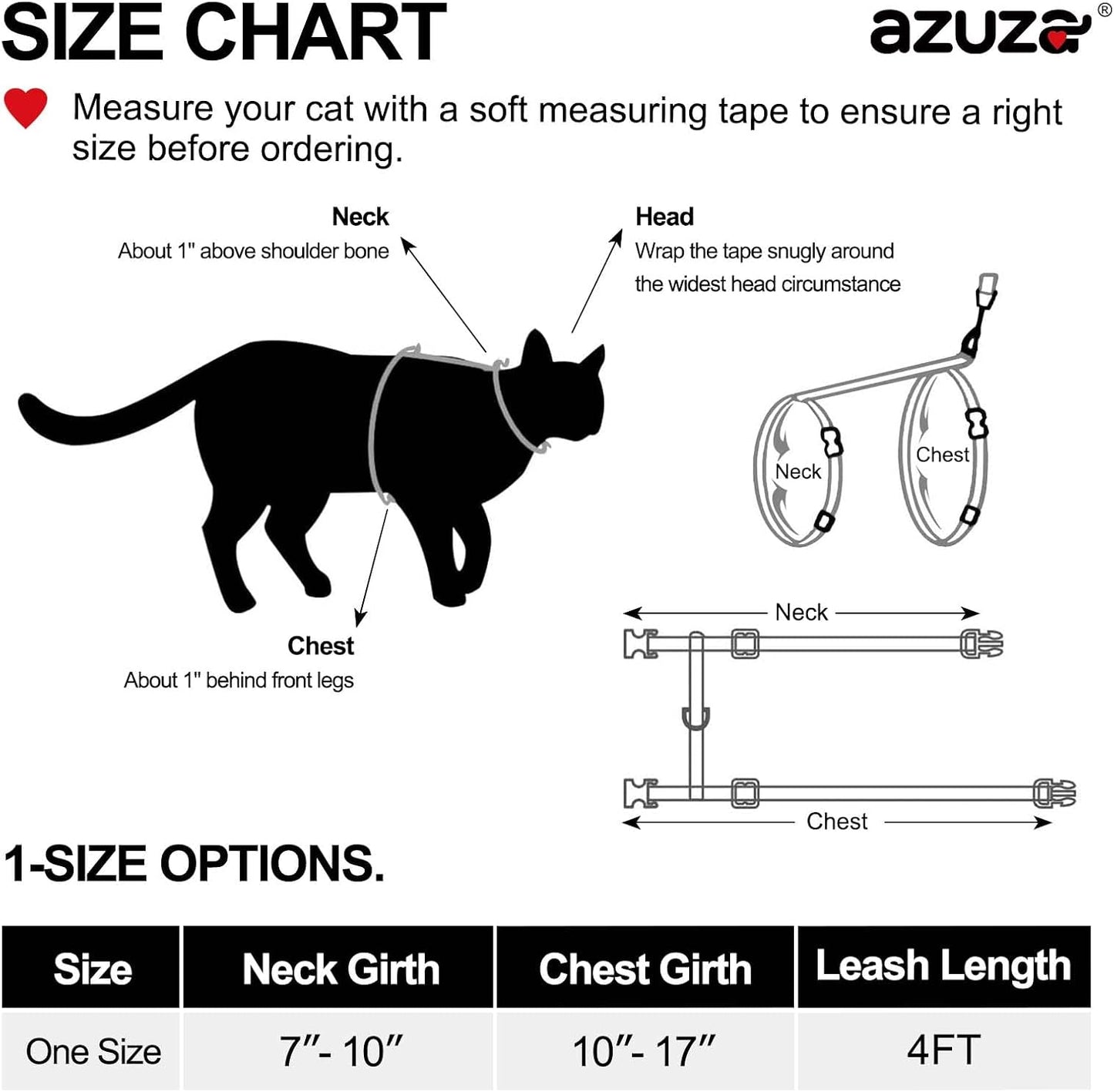 azuza Cat Harness and Leash Set for Safe Walking and Travel, Escape Proof Cat Harness, Lightweight Soft and Comfortable, Adjustable Kitten Harness for Small Medium Large Cats, Pink Plaid