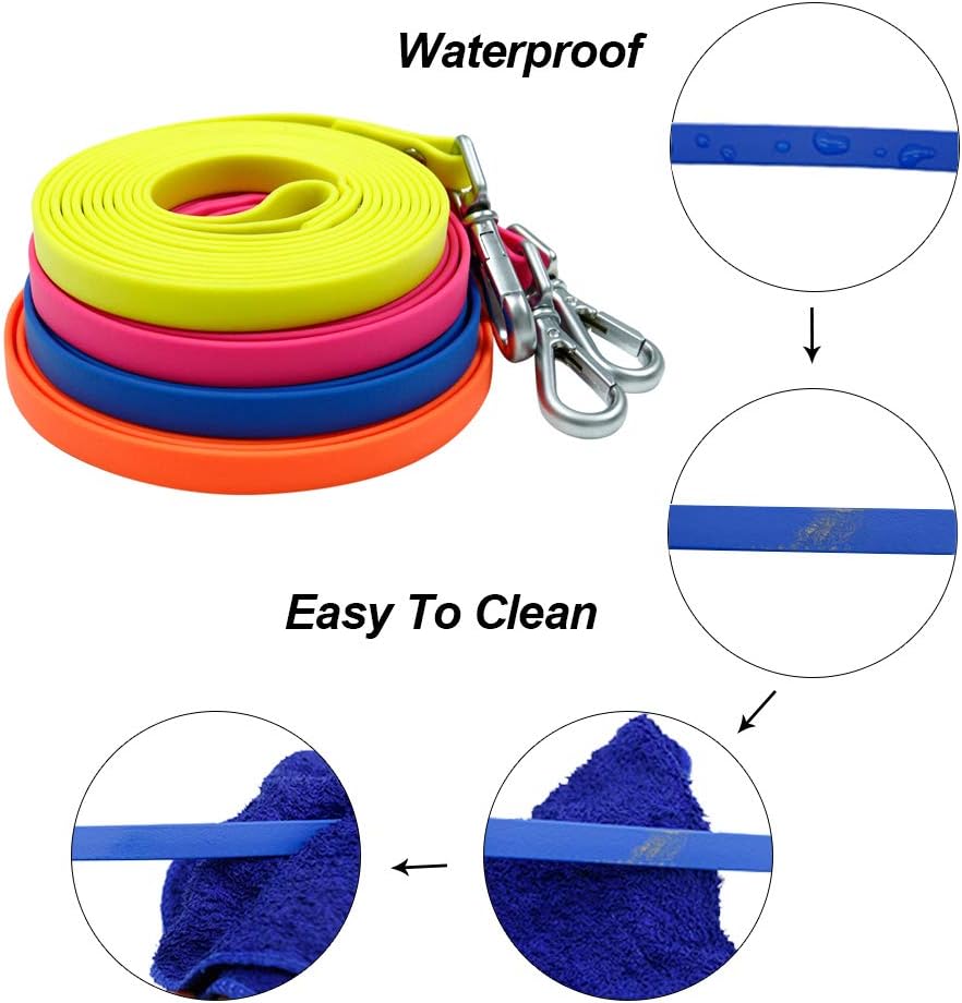 Long Dog Leash Waterproof Recall Training Lead Outdoor Long Line Great for Training, Beach, Play, Camping, or Backyard