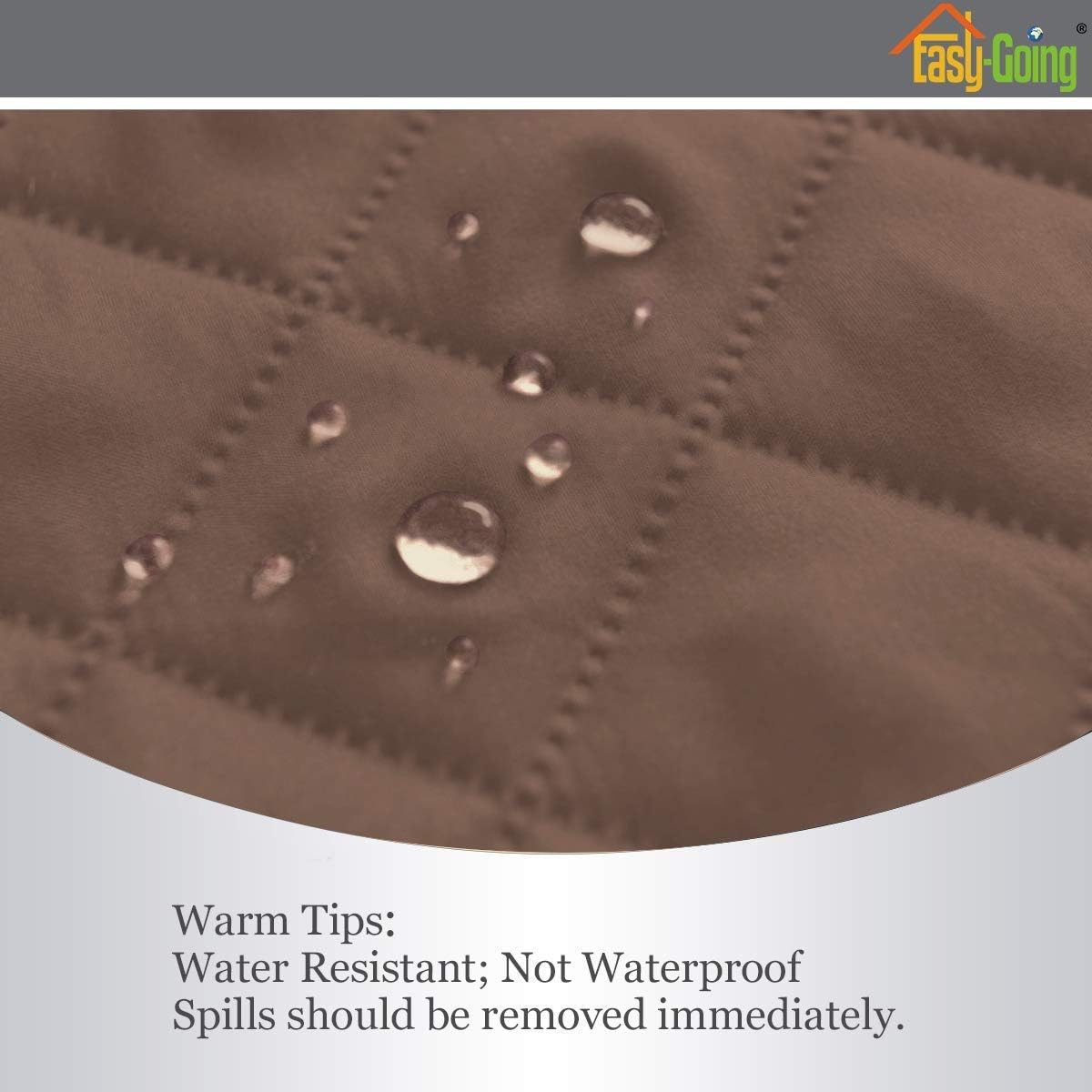 Easy-Going 4 Seater Sofa Slipcover Reversible Sofa Cover Water Resistant Couch Cover with Foam Sticks Elastic Straps Furniture Protector for Pets Children Dog Cat (XX-Large, Brown/Beige)