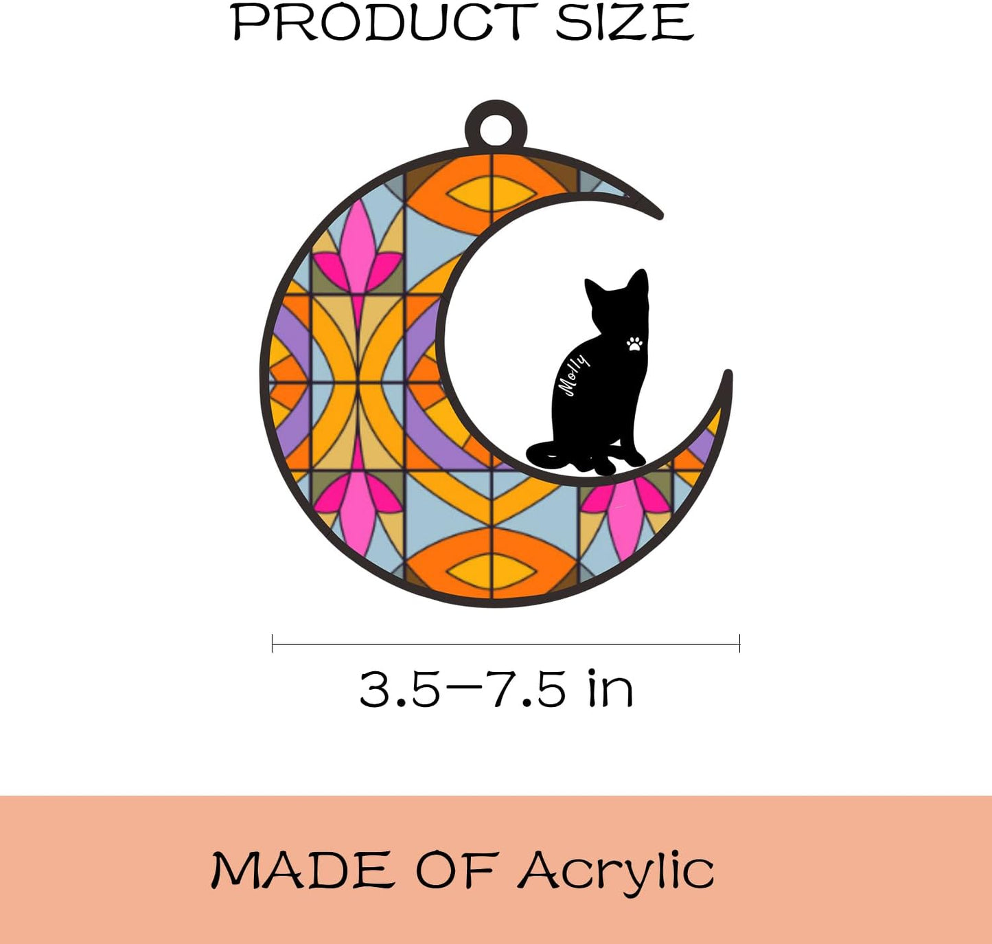 Memorial Suncatcher,Memorial Gift for Loss,Personalized with Name Date Breeds Suncatcher,Loss of Cat Sympathy Gift for Cat Lovers,Christmas Ornament Window Hangings