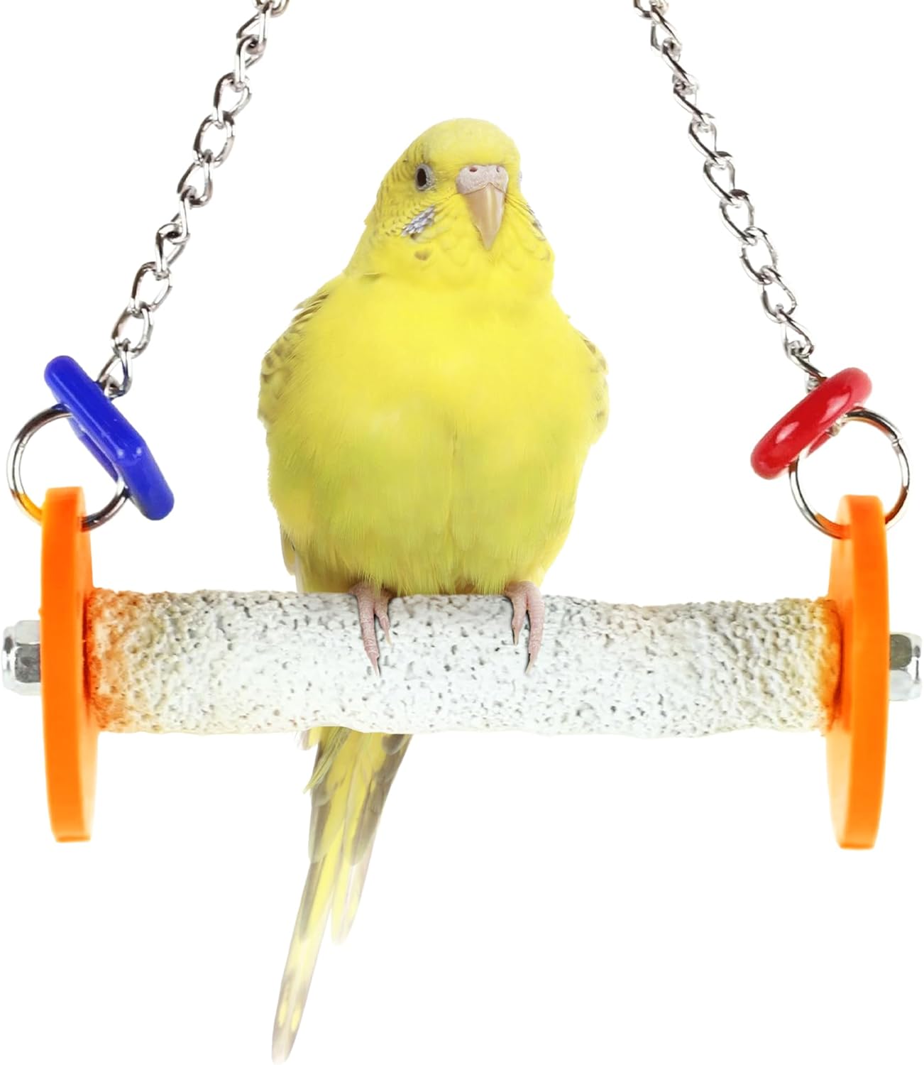 Roll Swing and Perch Bird Toys - Keeps Nails and Beak in Top Condition - Handmade Pet Supplies - Safe and Non-Toxic Bird Cages Accessories - Parrot Toys (4.5" Orange XS)