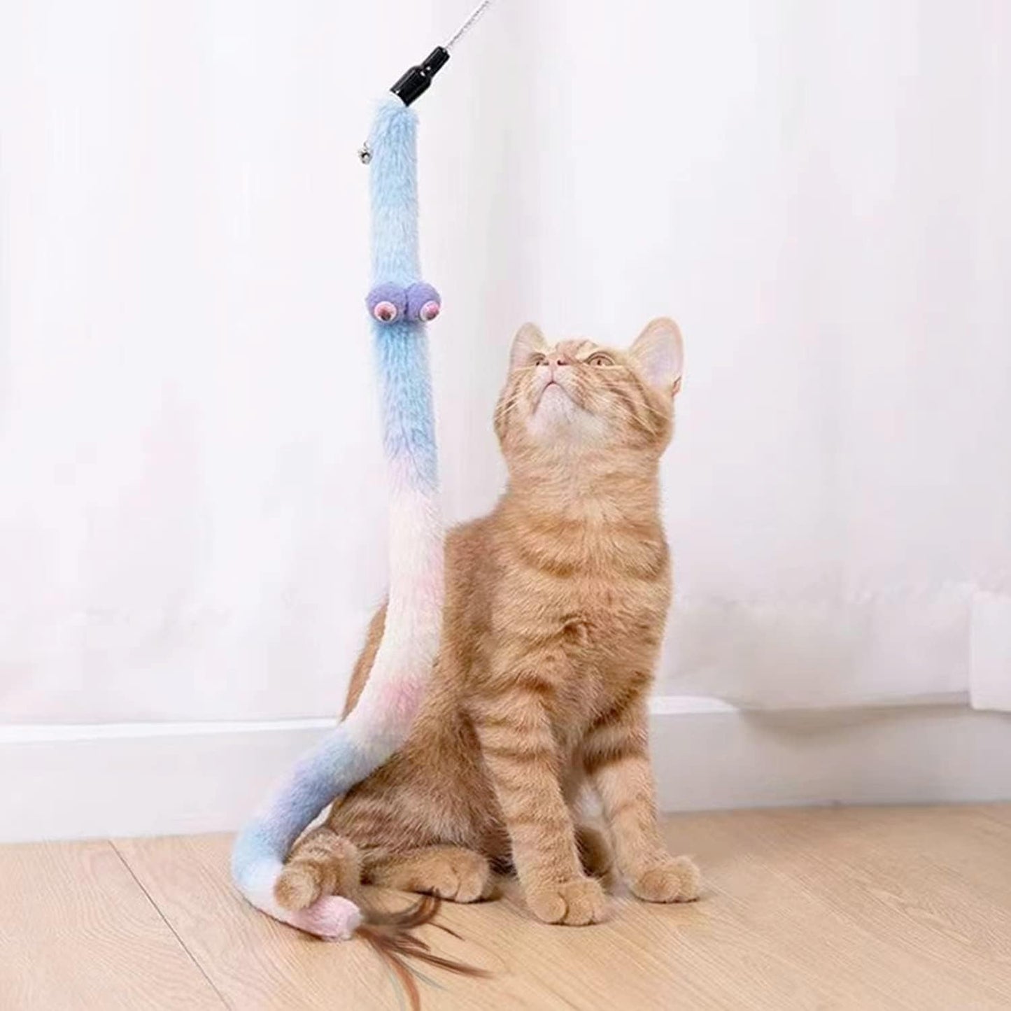 Cat Toys for Indoor Toys,Rainbow Cat Wand Toys,Feather Flips Plush Ball Cat Toys,Interactive Feather Toy for Teaser Play and Chase Exercise with Kitten 3 Pack (Pack 3)