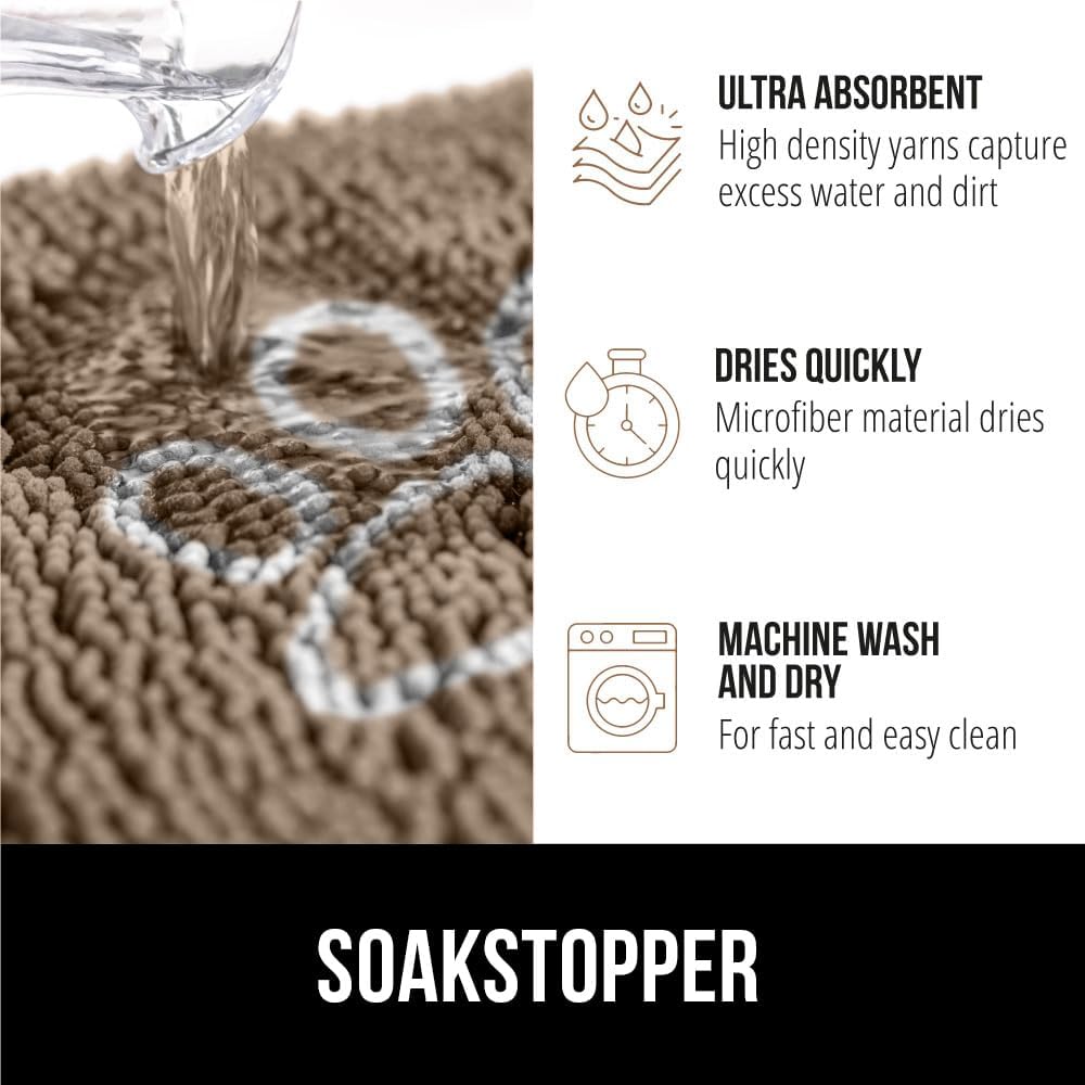 GORILLA GRIP Dog Doormat, Absorbent Doormats for Muddy Dogs Paws, 35x24 Machine Washable Soakstopper Rugs, Cleaner Floors, US Designed Pet Bed Door Mat, Indoor Entrance Pets Rug, Paw Beige Ivory