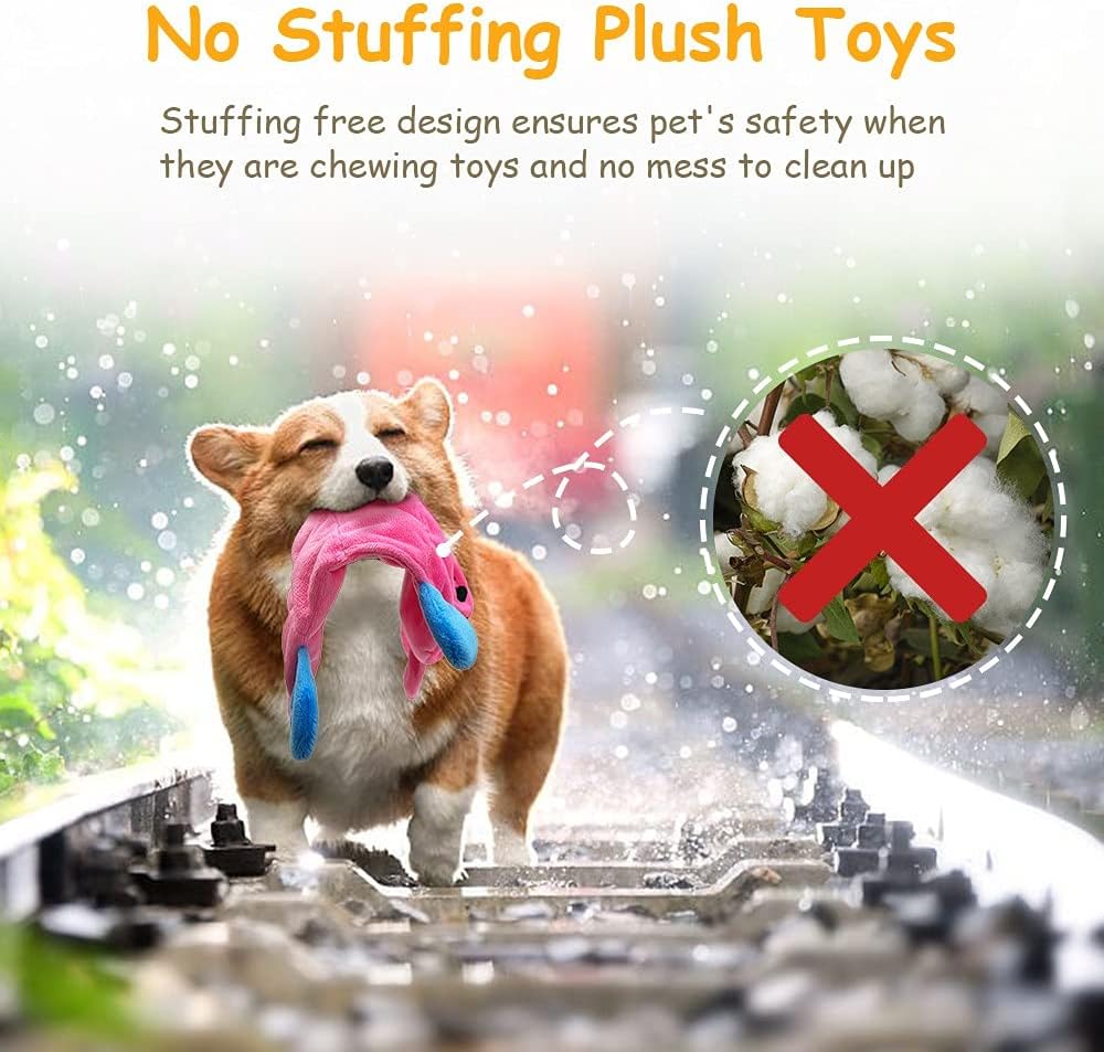 AWOOF No Stuffing Dog Toy, Crinkle Squeaky Dogs Teething Chew Toys Set for Small Medium Large Breed Puppies Aggressive Chewers,Durable Birthday Interactive Plaything Dogs Doggies Toys Bulk