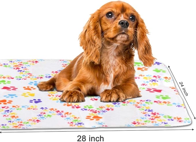 Comsmart Dog Blankets for Small Dogs, 6 Pack Puppy Blanket Cute Paw Print Pet Blanket for Dog, Puppy, Cat, Kitten, 24x28 inches, White