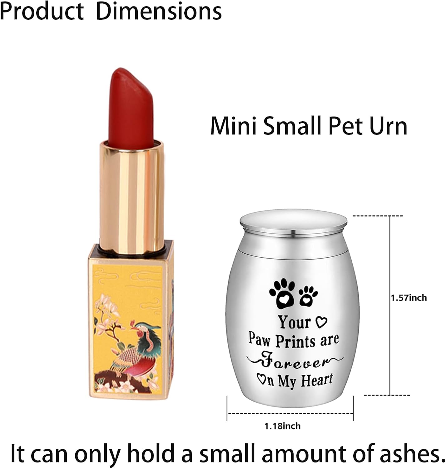 Pet Memorial Urn for Small Pets – Angel Paw Keepsake for Ashes – Mini Aluminum Cremation Jar for Dogs, Cats, Rabbits