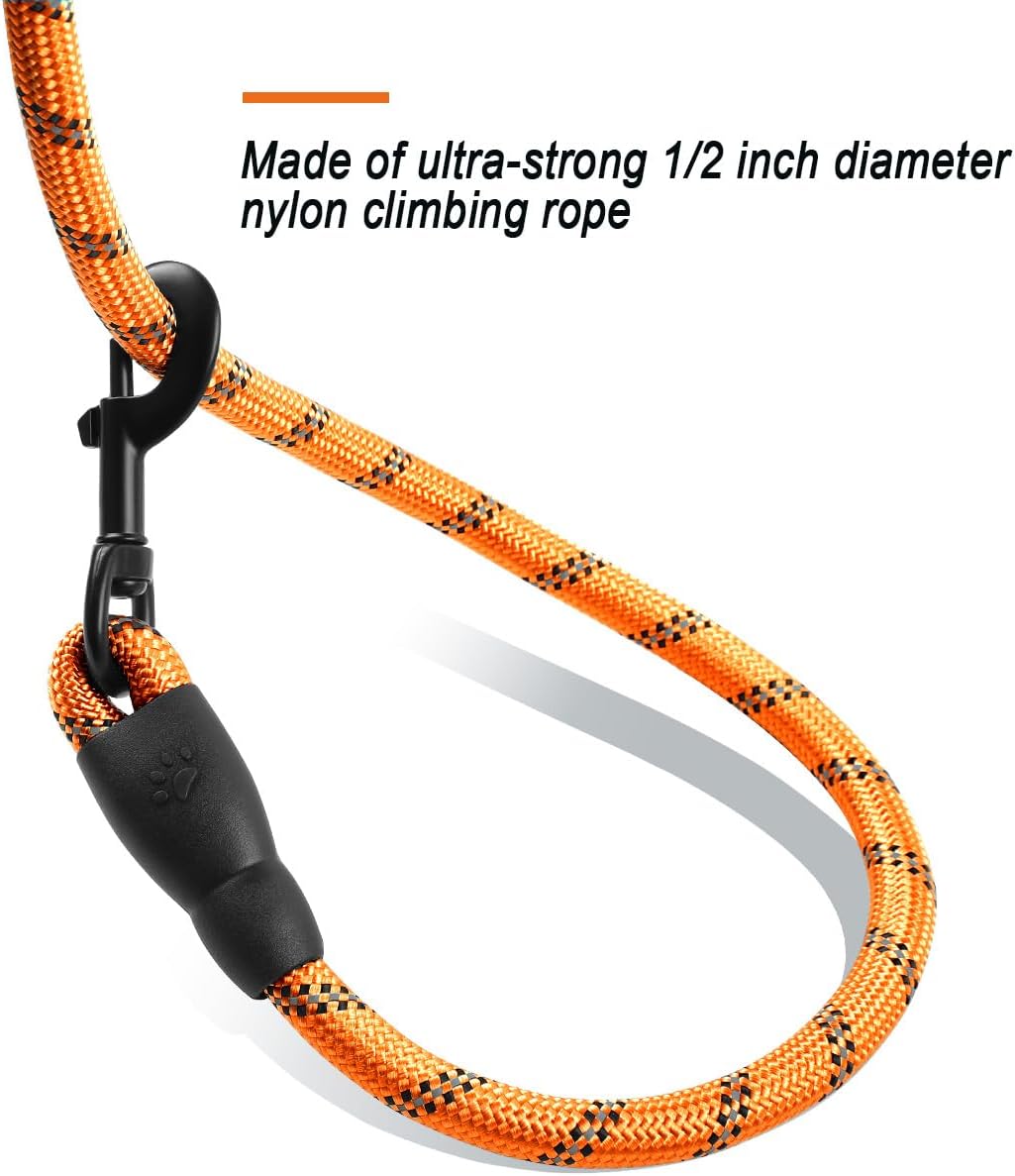 BARKBAY Dog Leashes for Large Dogs Heavy Duty Dog Leash 4/5/6 FT with Comfortable Padded Handle and Highly Reflective Threads for Medium Large Dogs Walking Training Running (4FT-1/2'',Orange)