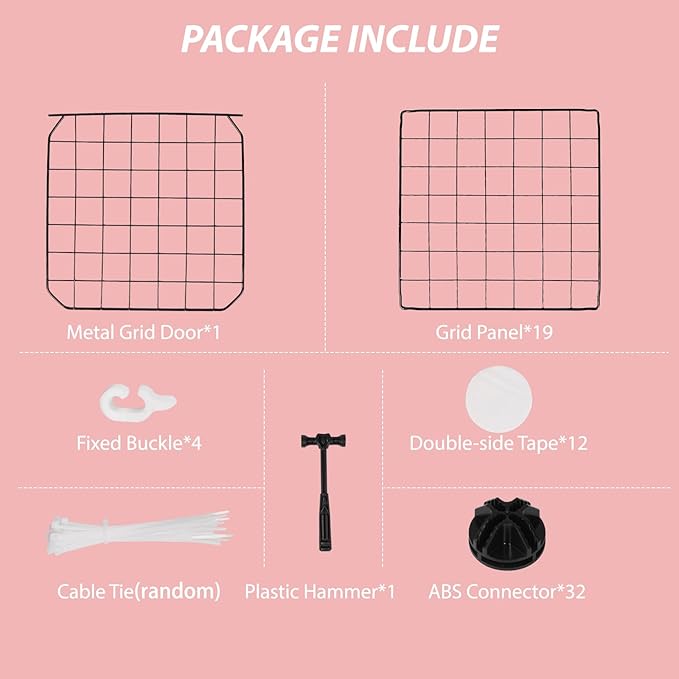 Guinea Pig Cages with Door and Top, 49.2x24.6x12.2inch Small Animal Cage, 20pcs Metal Grid Panels Small Animal Playpen, Expandable Cage for Guinea Pigs, Rabbits, Hamsters and Hedgehogs, Kitten