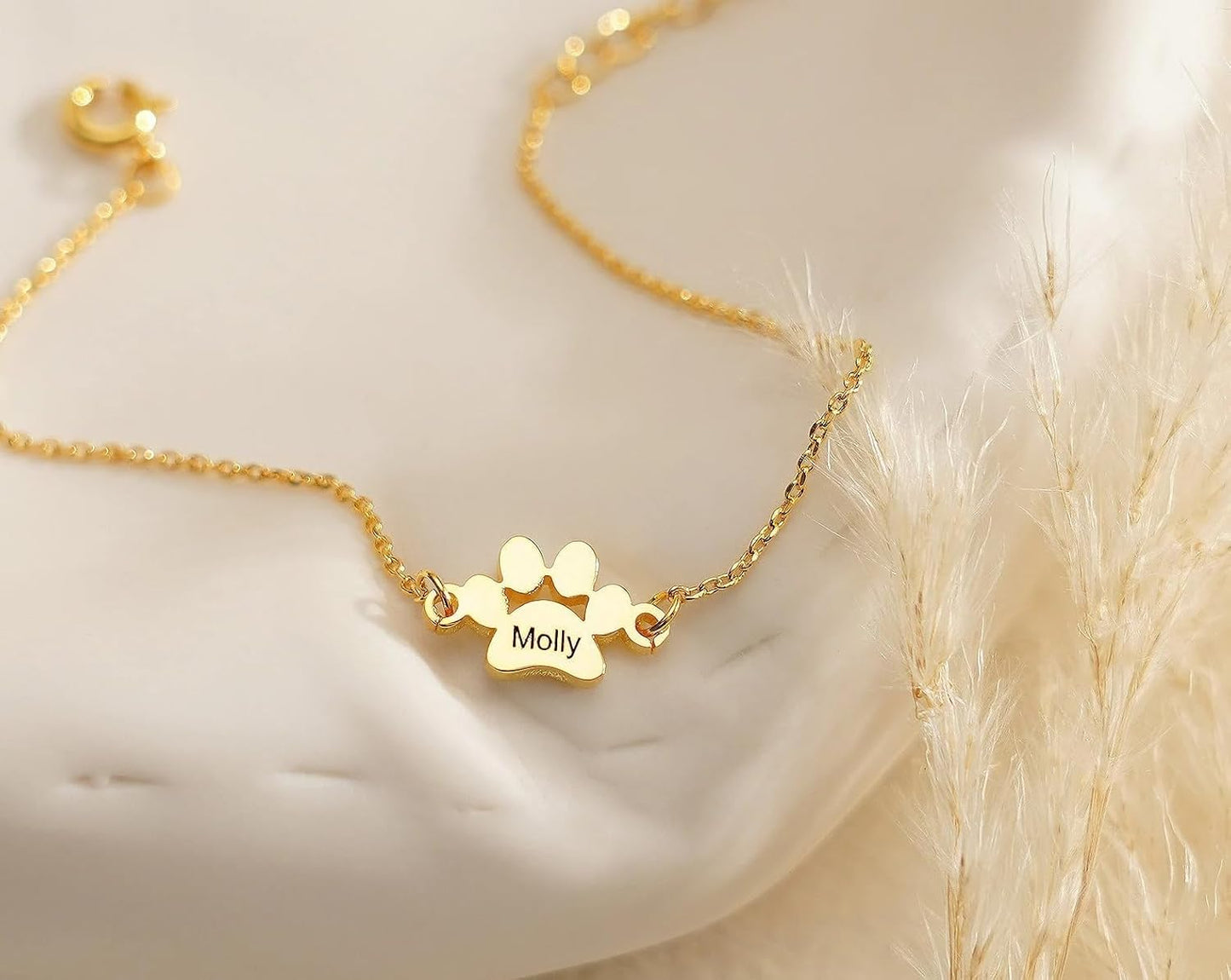 Personalized Pet Name Bracelet Dog/Cat Paw Bracelet Animal Friendly Jewelry Custom Pet Lover Gift Photo Projection Bracelet for Women Mom