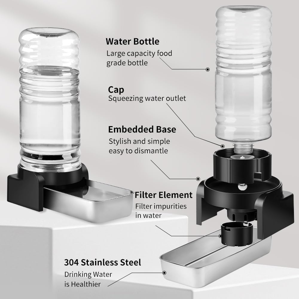 Marchul 1.9 Gallon Dog Water Dispenser, Large Dog Water Bowl Dispenser with Stainless Steel, Automatic Gravity Pet Bowl for Dogs Medium to Large (3 Filters) 7.2L