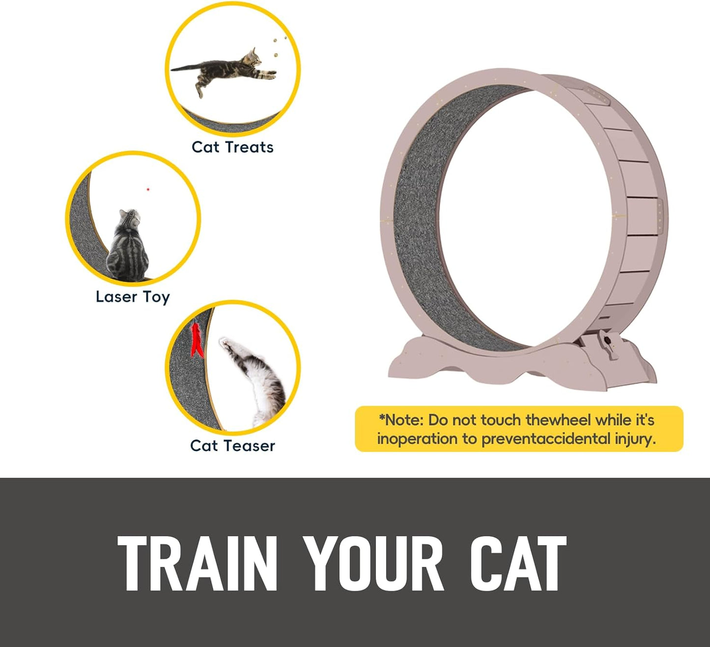 Cat Exercise Wheel 45 Inch Cat Treadmill for Indoor Cats, Running Wheel with Detachable Carpeted Runway, Cats Running Wheel Carpet Suitable for Most Pets Weight Loss and Health (Pink, XL)