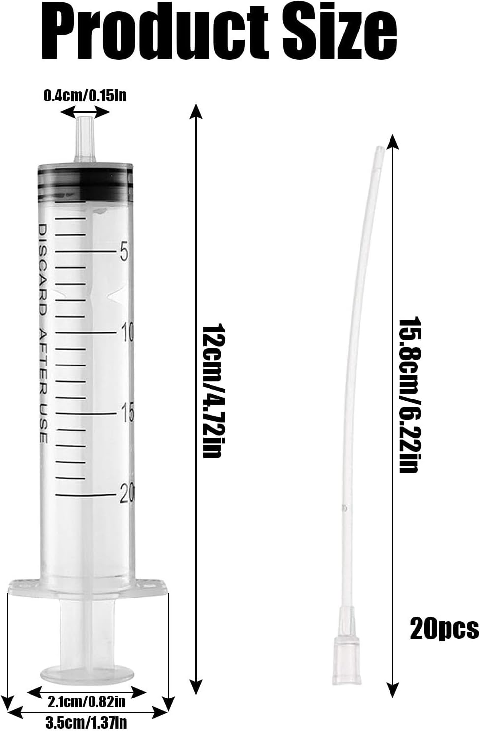 Baby Bird Feeding Syringe Set, Pet Parrot Milk Feeding Syringe with Tubes, Parrot Feeding Tubes Measuring Tools for Feeding Pets Scientific Industrial Labs (20ml)