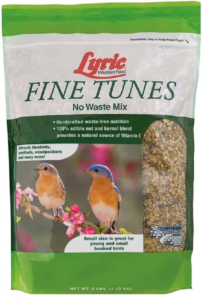 Lyric Fine Tunes Wild Bird Seed - No Waste Bird Food Mix - Attracts Bluebirds, Finches, Chickadees & More - 5 lb bag