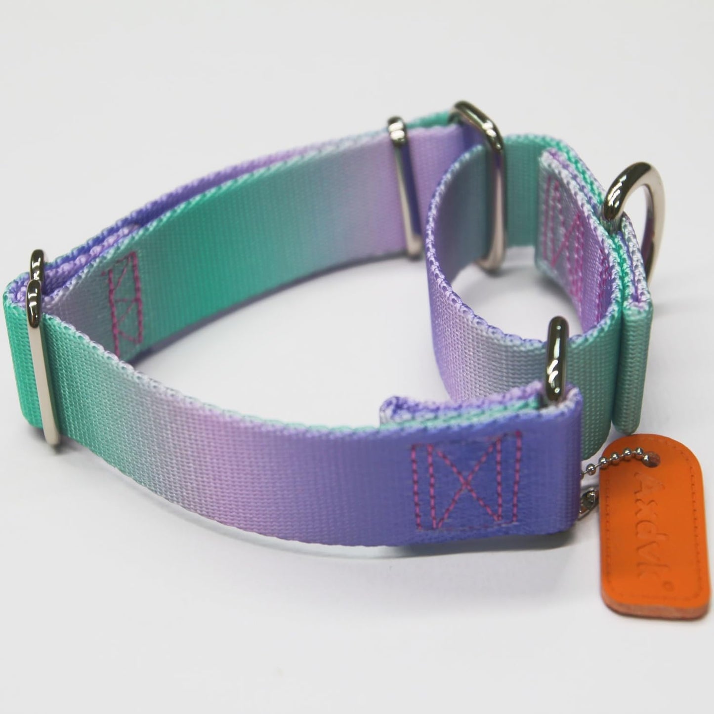 Martingale Dog Collar Colorful Gradient Fashionable - Anti-Escape Soft Durable Pets Collar for Walking Training Outdoor Daily Use -Large, Purple Green