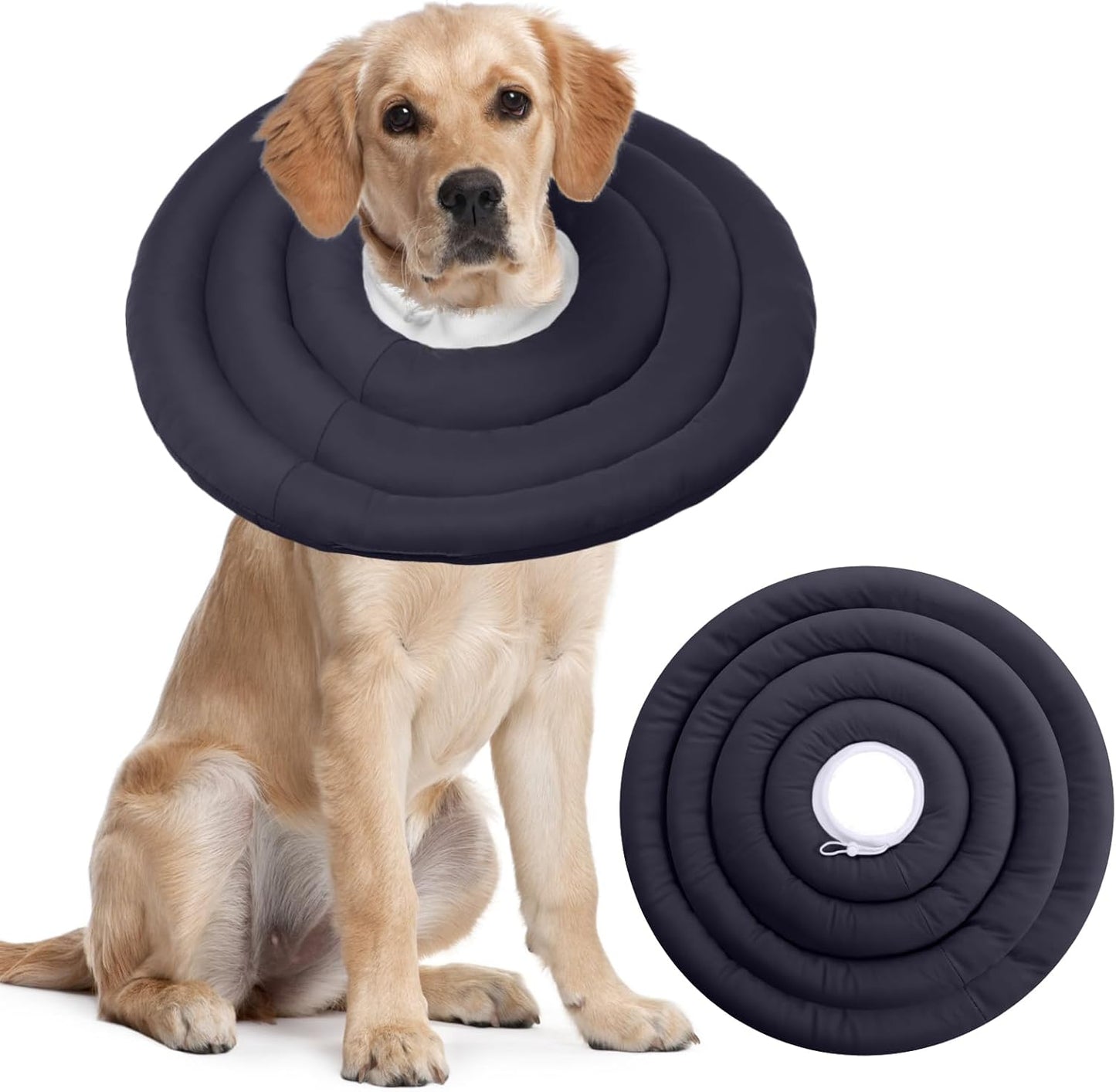 IDOMIK Dog Recovery Collar, Waterproof Soft Dog Cone After Surgery, Comfy Protective Elizabethan Collar Alternative for Dogs Cats, Adjustable Pet Neck Donut Cone Anti-Licking Biting Wounds,Grey,3XL