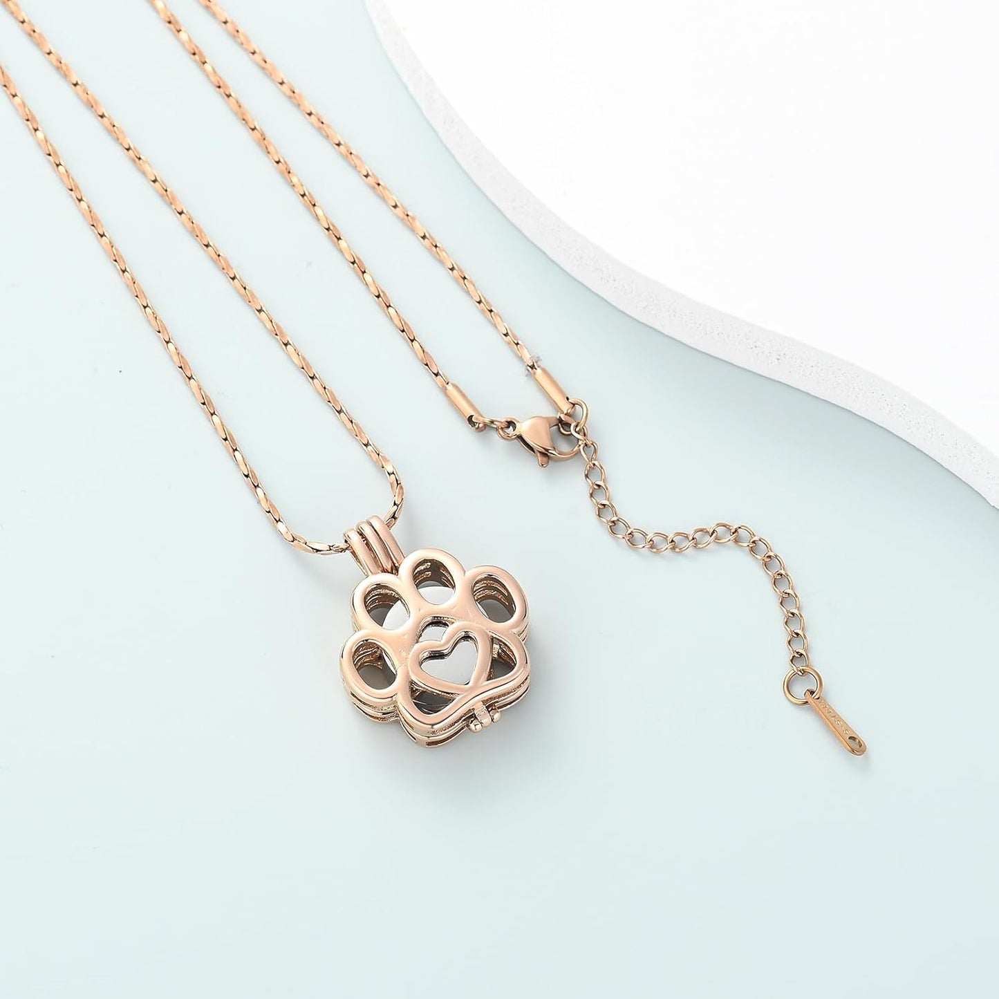 Imrsanl Pet Ashes Necklace Cremation Jewelry for Cat Dog Ashes Pendant Paw Print Urn Necklace for Women Men Keepsake Jewelry for Memorial Locket