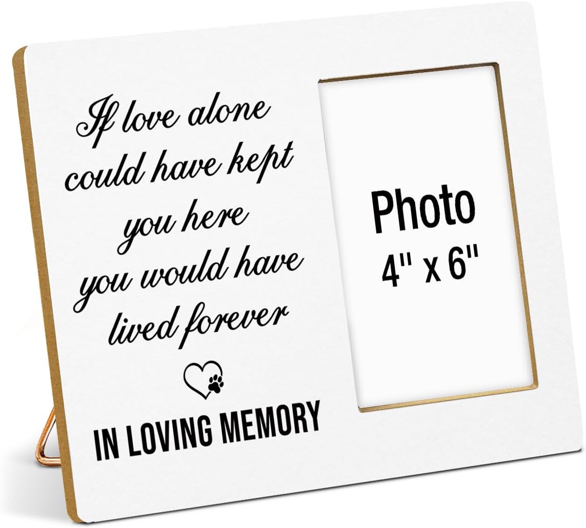 Dog Memorial Photo Frame, Pet Memorial Gifts for Loss of Dogs, Sympathy Gift for Dog, Cat Passed Away Bereavement Remembrance Wooden Picture Frames, Photo 4 x 6 Inches
