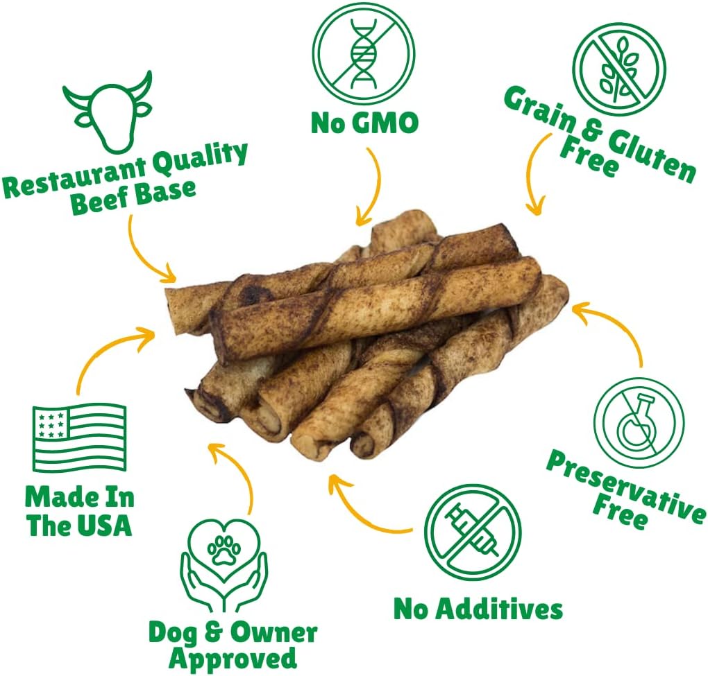 Lucky Premium Treats Beef Basted Rawhide – All-Natural Rawhide and Beef Dog Treats for Extra Small Dogs, Gluten Free Premium Toy Breed Dog Treats (200 Chews)