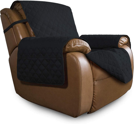 Easy-Going Oversized Recliner Chair Slipcover Reversible Sofa Cover Water Resistant Couch Cover Furniture Protector with Elastic Straps for Pets Dog (Oversized Recliner, Black/Black)