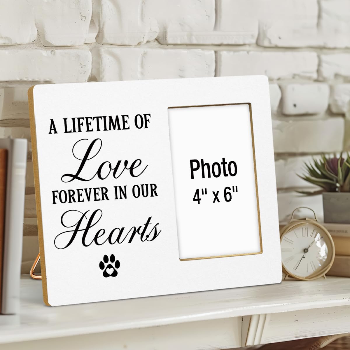 Dog Memorial Gifts for Loss of Dog Photo Frame, Pet Memorial Gifts for Dogs, Sympathy Gift for Cat, A Lifetime of Love Forever in Our Hearts Wooden Picture Frames, Photo 4 x 6 Inches