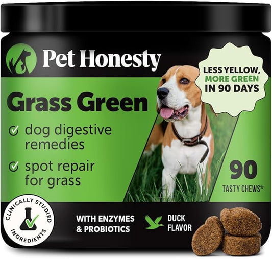 Grass Green Dog Chews - Urine Neutralizer for Lawn, Dog Pee Grass Helps Yard Stay Green Addressing Burn Spots with Probiotics & Enzymes (Duck)