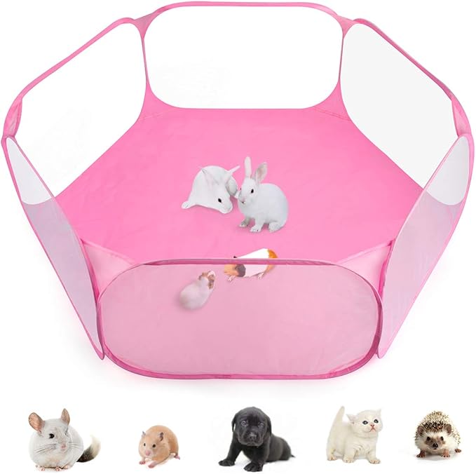 Guinea Pig Cage Rabbit Cage Indoor with Mat Playpen Perfect Size for Small Animal Pet Play Pen Easy to Clean Exercise Yard Fence Portable Tent for Hamsters, Chinchillas, Hedgehog, Puppy, Cats