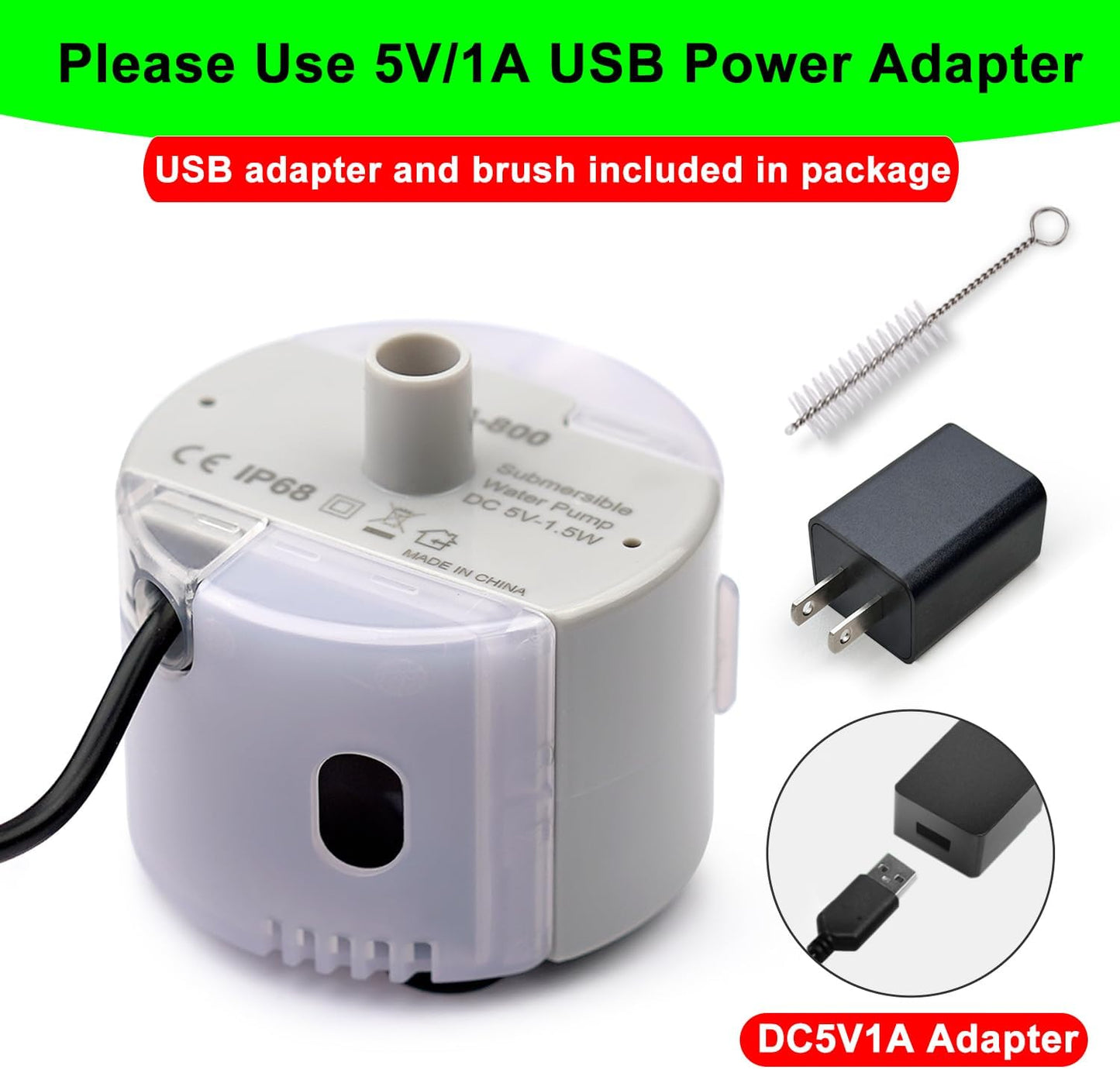 Cat Water Fountain Pump,Pet Water Fountains Pumps Replacement SMA-800 Submersible Motor,Cat Fountain Pump for Stainless Steel Cat Water Dispenser