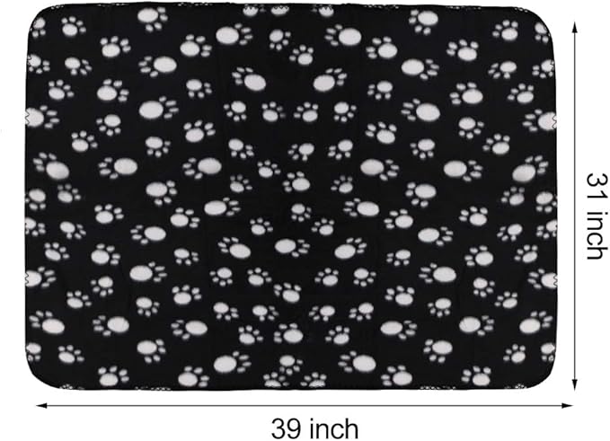 Comsmart Dog Blankets for Small Dogs, 6 Pack Puppy Blanket Cute Paw Print Pet Blanket for Dog, Puppy, Cat, Kitten, 39x31 inches, Black