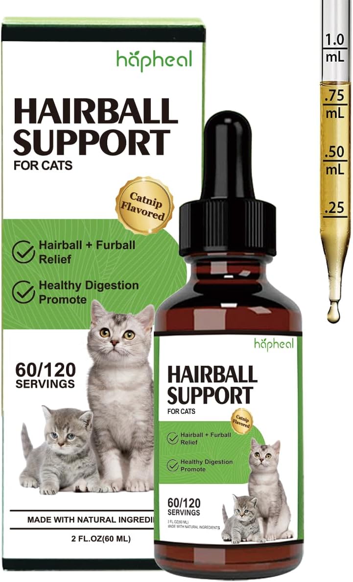 Cat Hairball Support Drops, Cat Hairball Relief Digestive Aid,Hairball Remedy Cat Treats, Cat Furball Treatment, Hairball Cat Treats for Skin & Coat, Digestion, Nutrient Absorption,60ml
