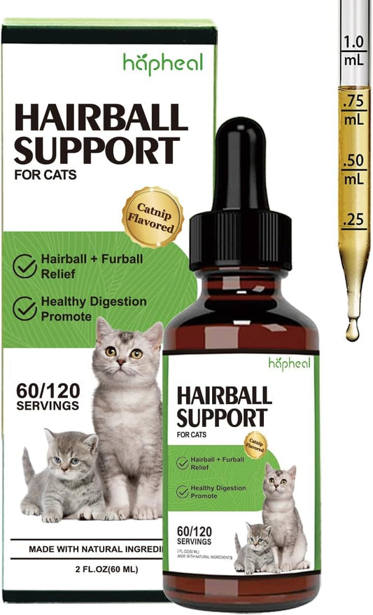 Cat Hairball Support Drops, Cat Hairball Relief Digestive Aid,Hairball Remedy Cat Treats, Cat Furball Treatment, Hairball Cat Treats for Skin & Coat, Digestion, Nutrient Absorption,60ml
