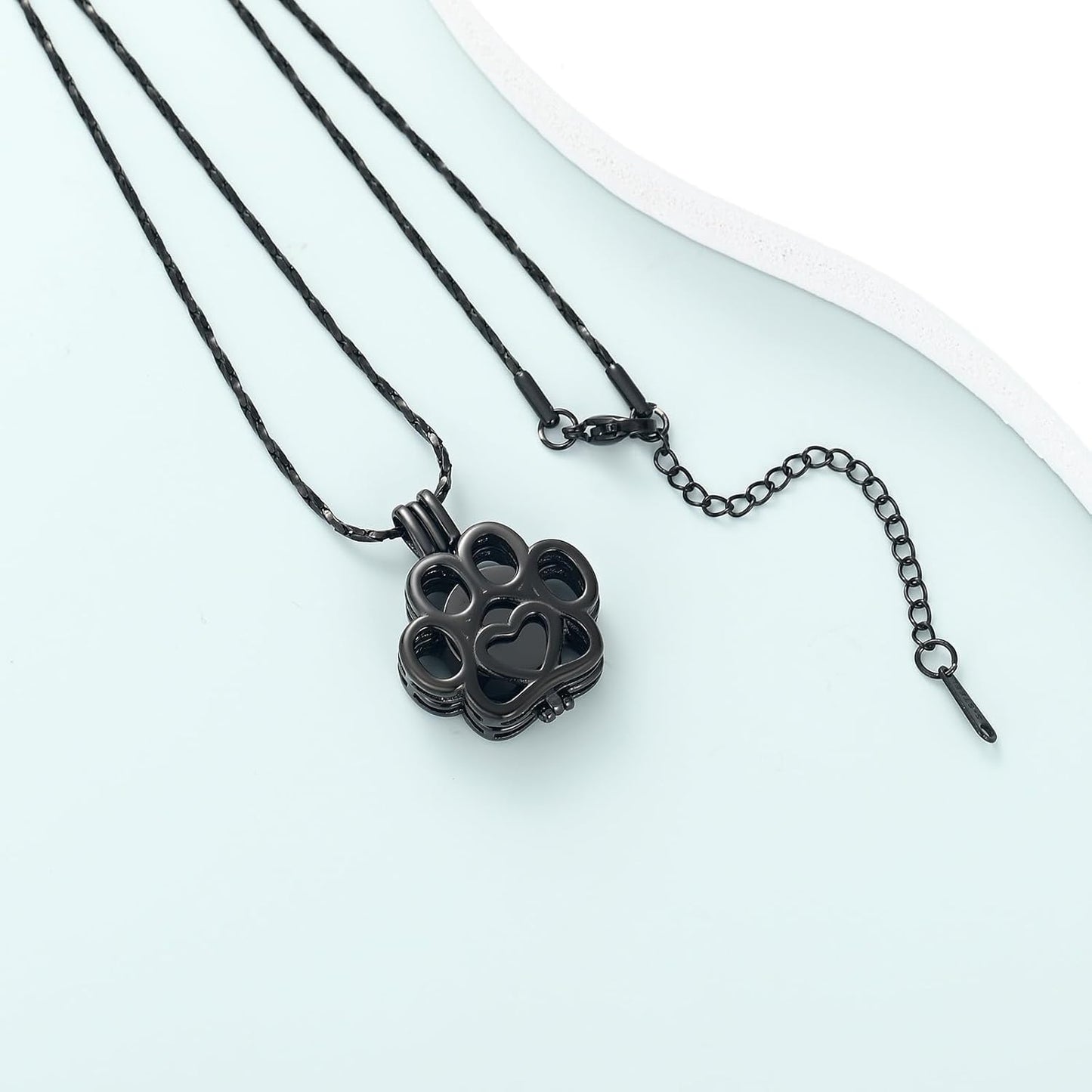 Imrsanl Pet Ashes Necklace Cremation Jewelry for Cat Dog Ashes Pendant Paw Print Urn Necklace for Women Men Keepsake Jewelry for Memorial Locket